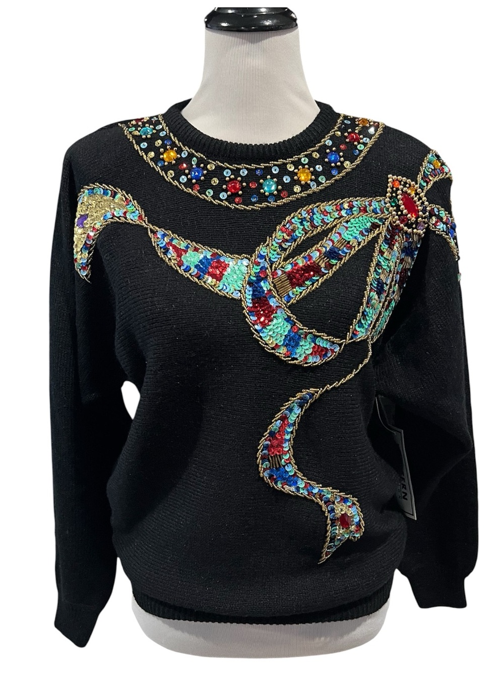 Vintage Deadstock Western Connection Sequin Beaded Ornate Sweater Shoulder Pads